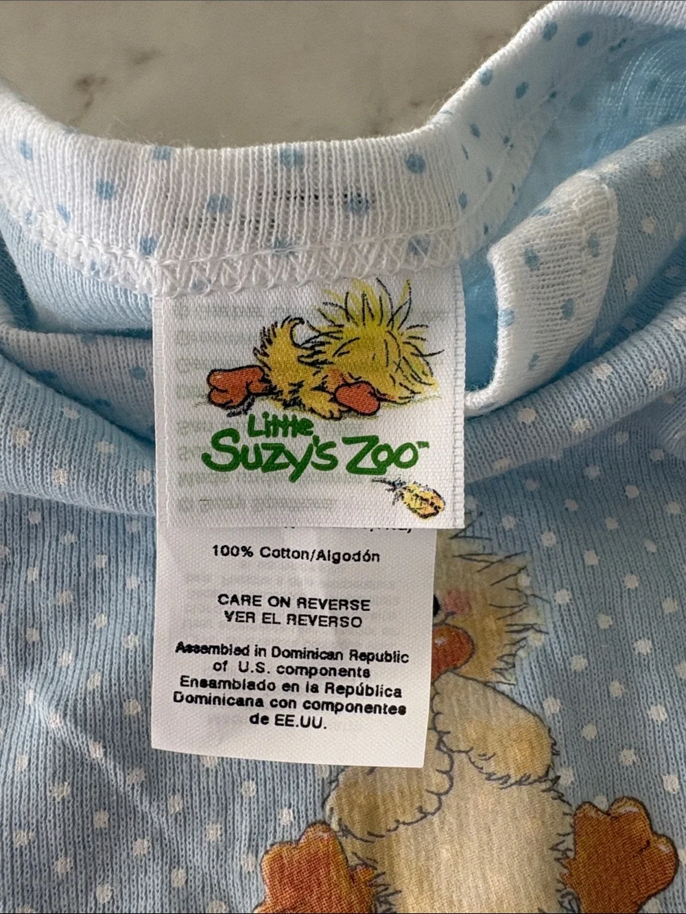 New VTG Little Suzy’s Zoo Blue Polka Dot Baby Sleepers
